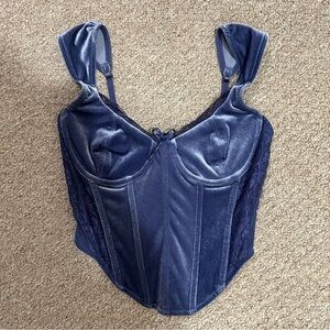 Forever 21 Blue Velvet Corset Top